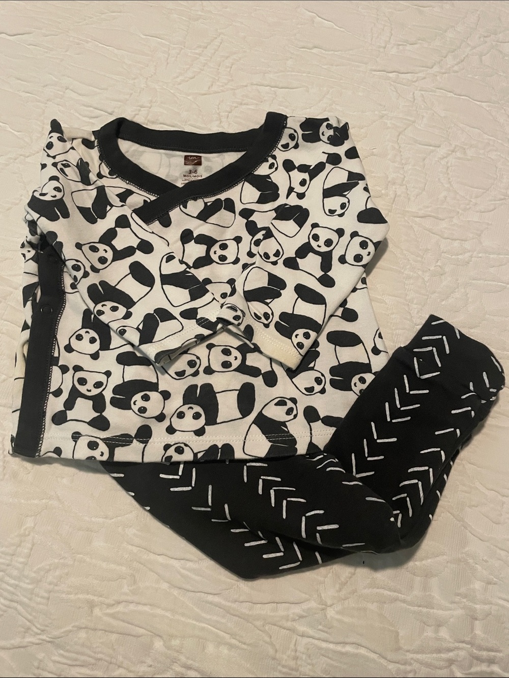 Tea Collection Black and White Panda Pajama Set